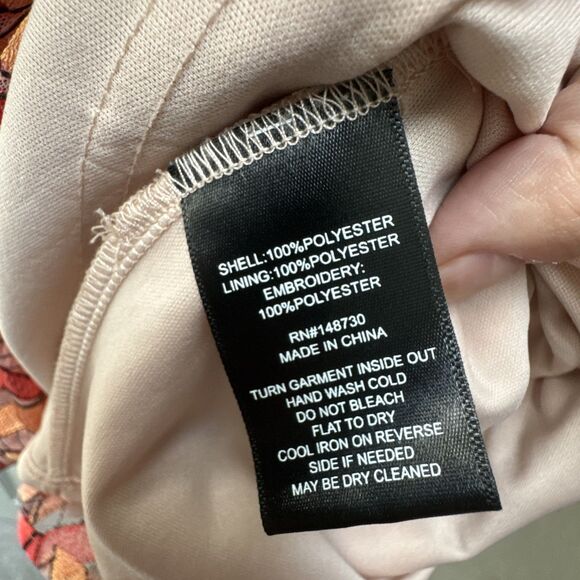 ECI‎ New York Dress Women’s Size XL Sleeveless Orange Floral Lined Summer - Picture 5 of 9